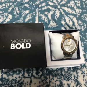 NWOT two tone movado bold chronograph watch